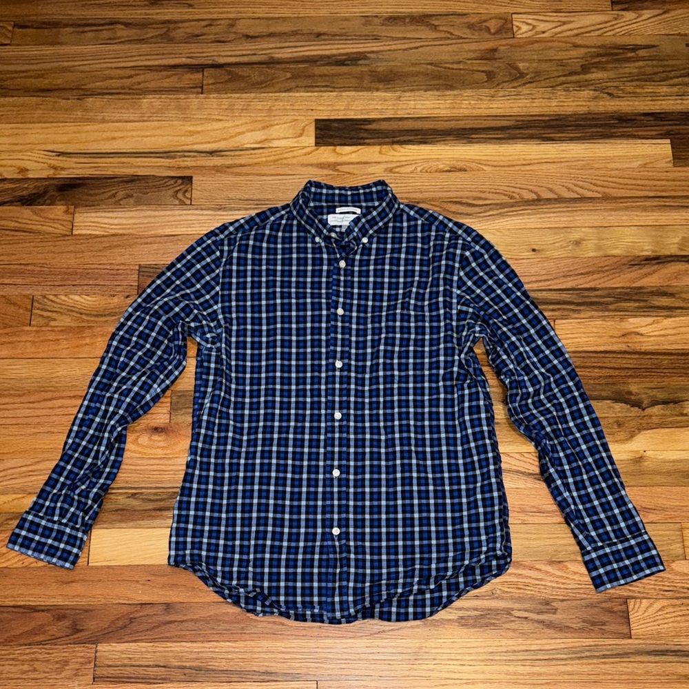 Men’s Old Navy The Classic Shirt Medium Blue/White/Black Plaid